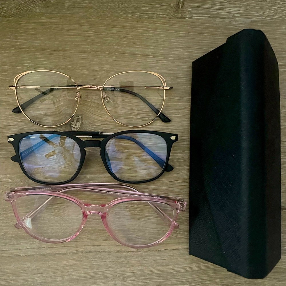 Blue light glasses with 1 case and cleaning towel